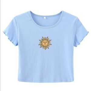 Hippie summer sunshine cropped tee top M